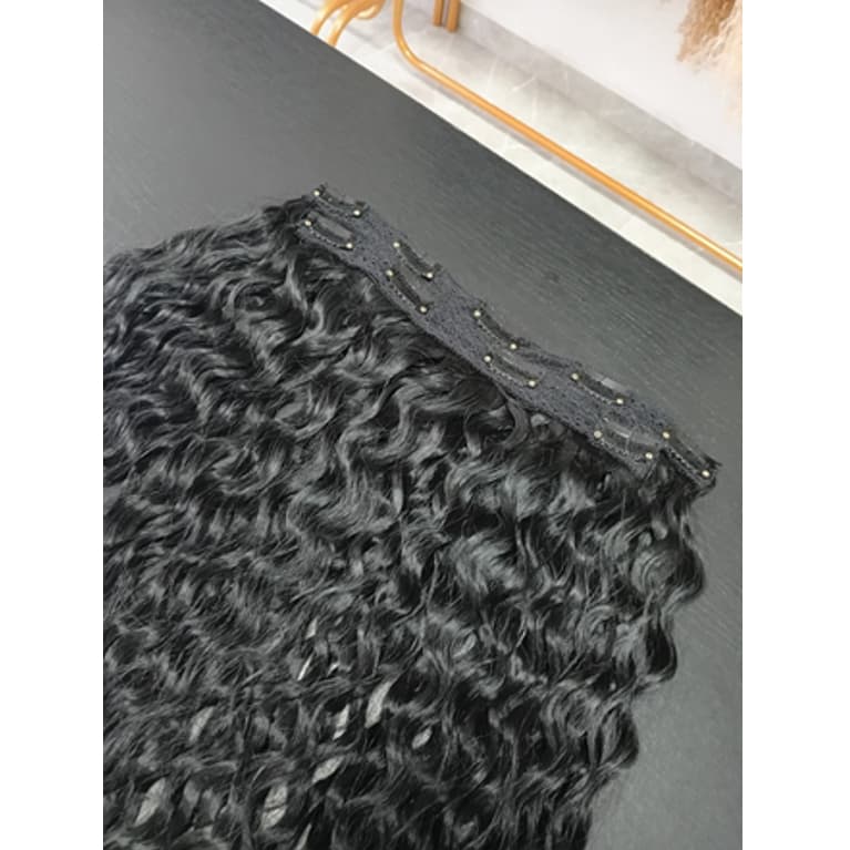 Cabelo Cacheado Preto Tic Tac 2 Telas 70/75cm 150grs 100% Humanizado Fibra Russa Beauty Cabelos