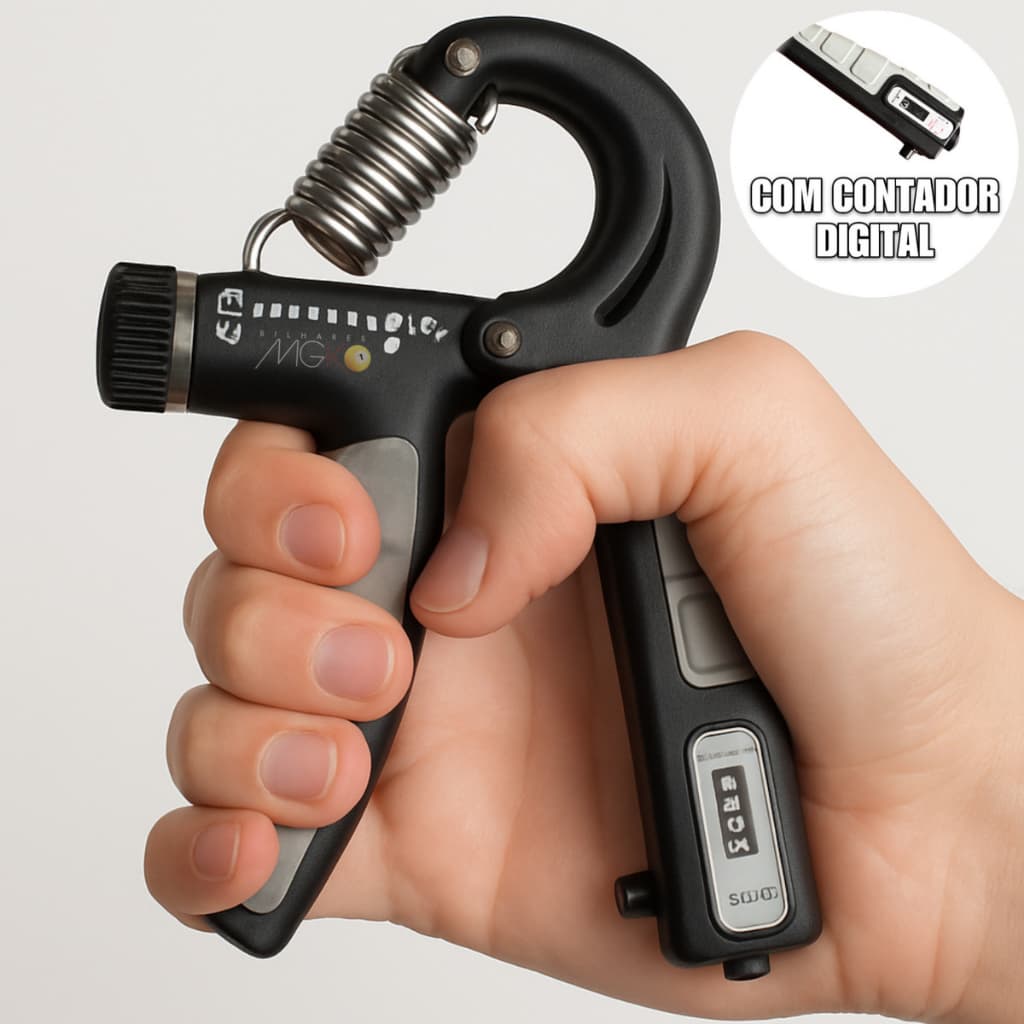Hand Grip Ajustável Fortalecedor Mão Antebraço Punho Fisioterapia Com Contador 5 A 60kg Rend Rand Handgrip Bilhares Mgk