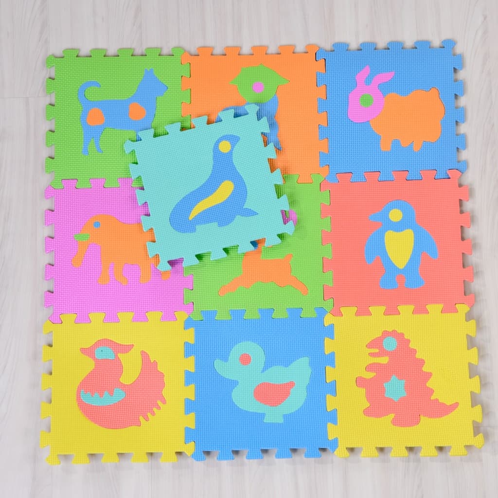 Tapete tatame infantil  EVA 10pcs com desenhos que pode ser montados/30x30x7/Bene Casa Baby