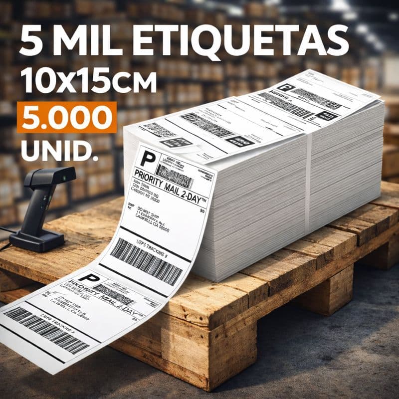 Etiqueta Térmica Adesiva 10x15cm 5.000 Unid | Papel Térmico Direto Correios E-commerce