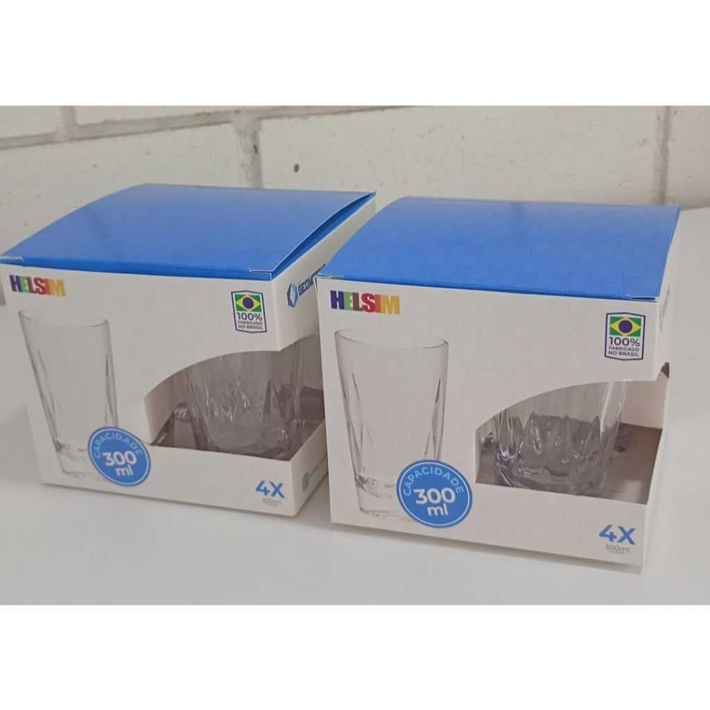 Kit 8 Copos Helsim Resistente Acrílico Para  Suco- Água  300-ml