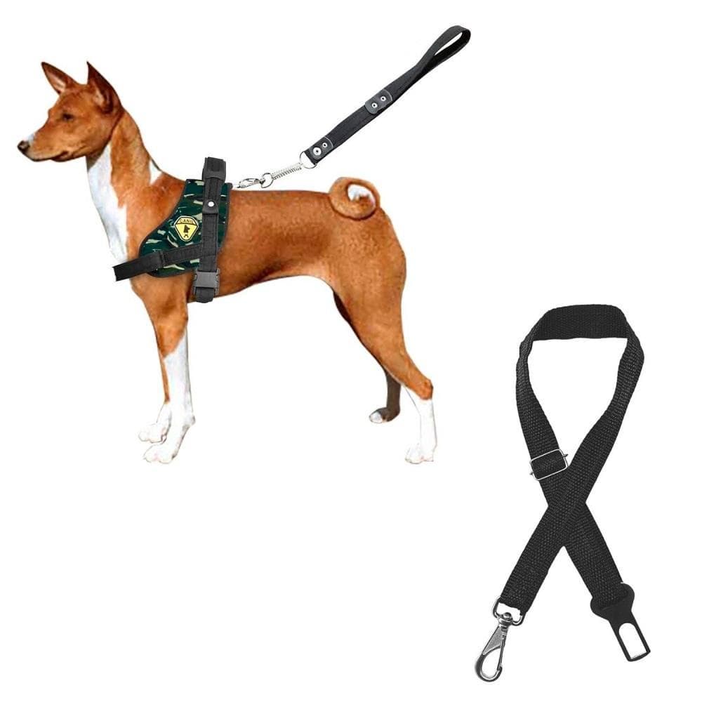 Guia Coleira + Cinto De Segurança Para Carros Peitoral Cães