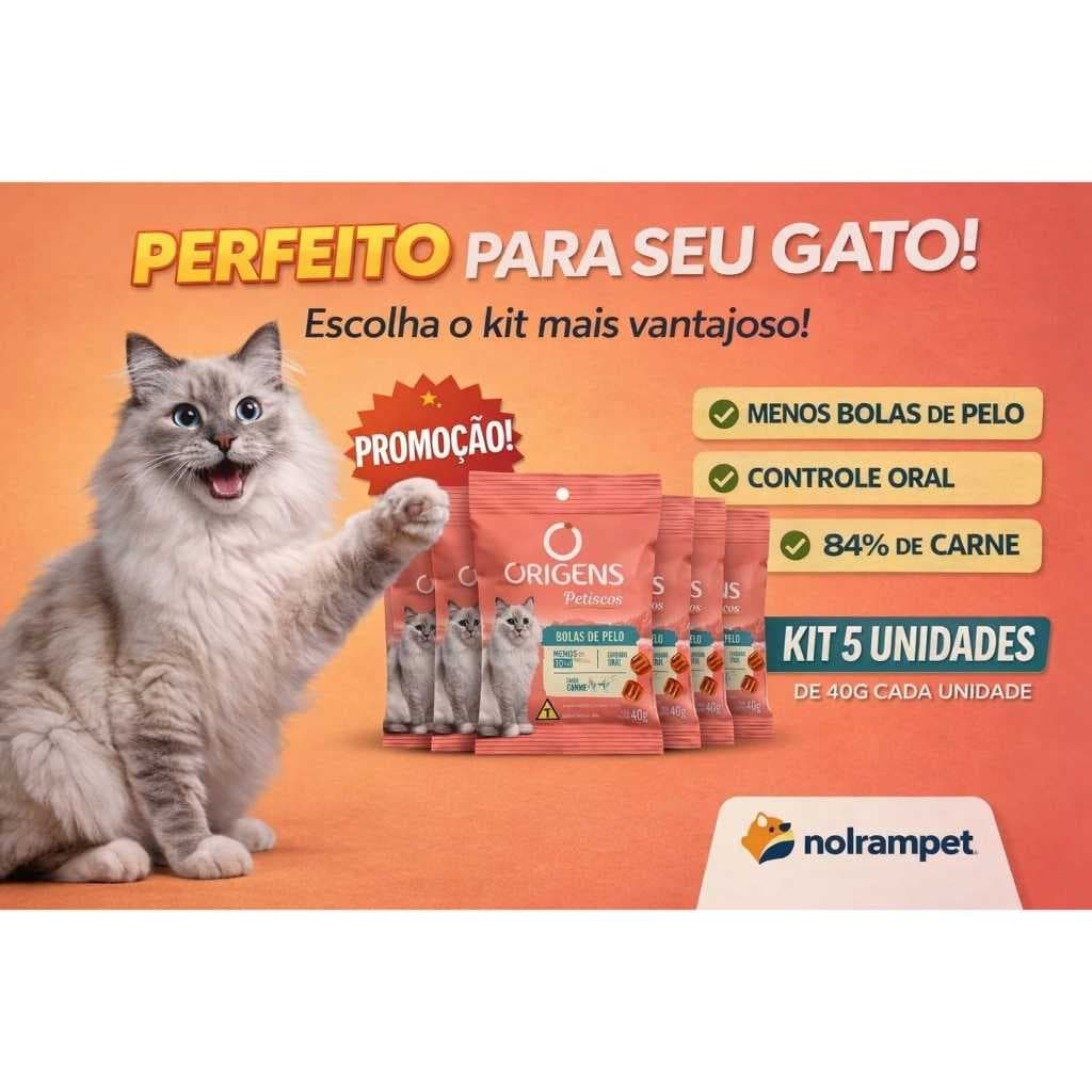 🐱✨ Petisco Origens Gatos Bola de Pelo 40g – Mais Conforto e Sabor para seu Gato!