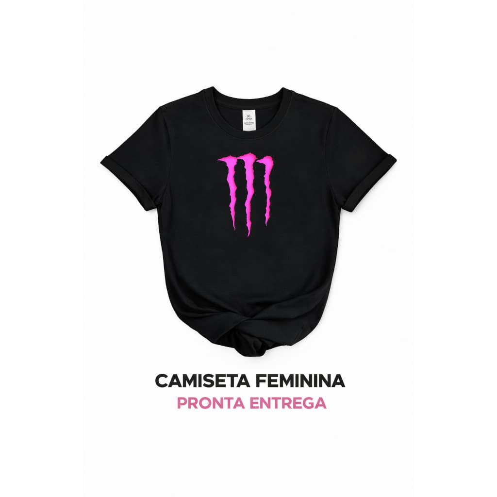 Camiseta T-Shirt Blusa Feminina Estampa Monster 100% Algodão Fio 30.1 Envio Imediato