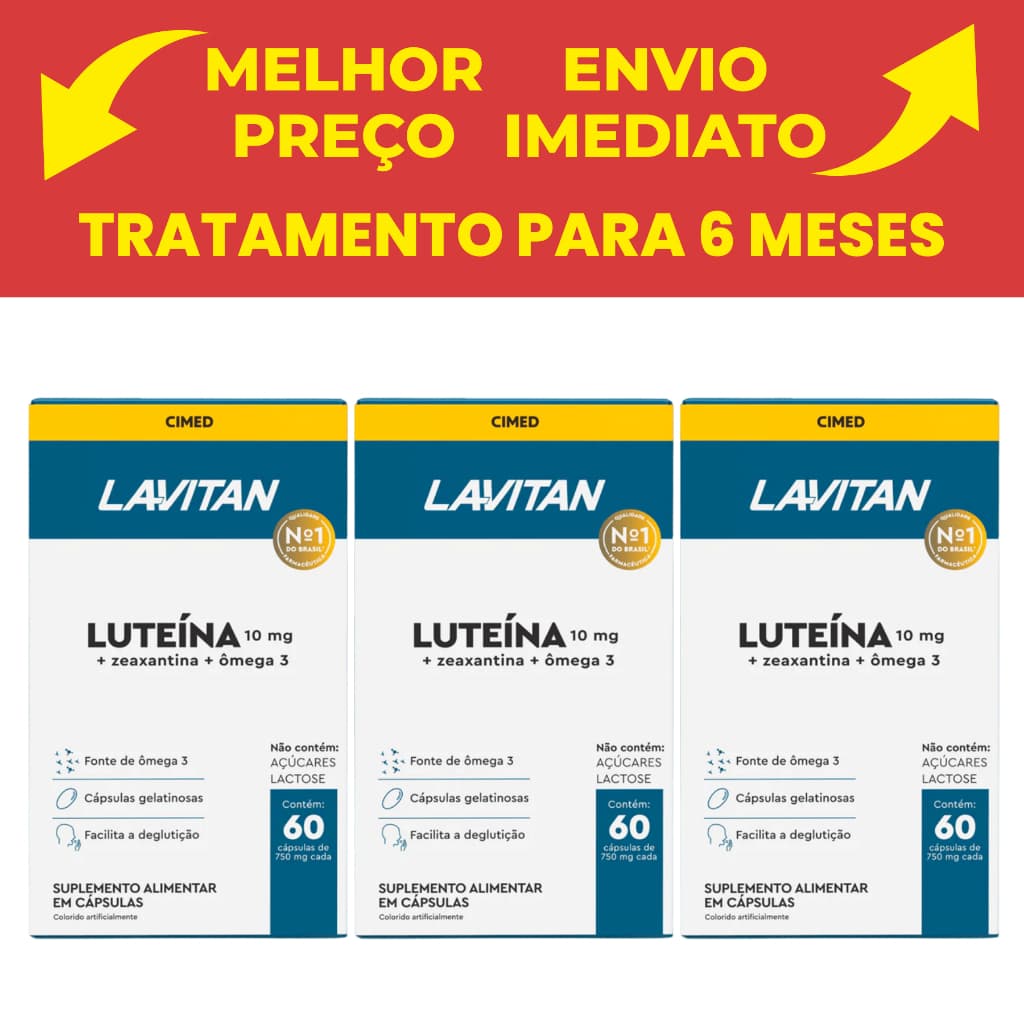 Kit com 3 Lavitan Luteína com Zeaxantina e Ômega 3 60 Cápsulas Cimed