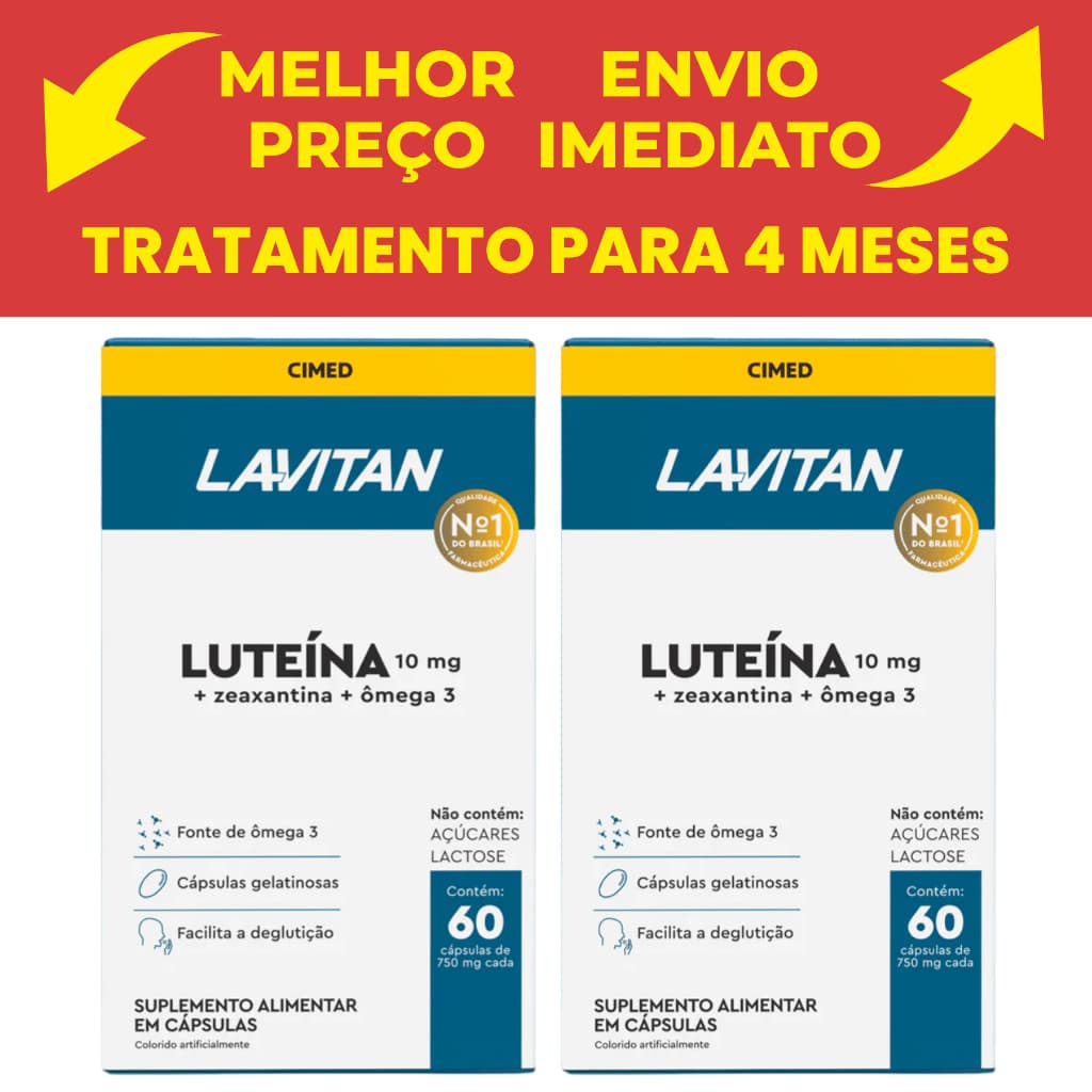 Kit com 2 Lavitan Luteína com Zeaxantina e Ômega 3 60 Cápsulas Cimed