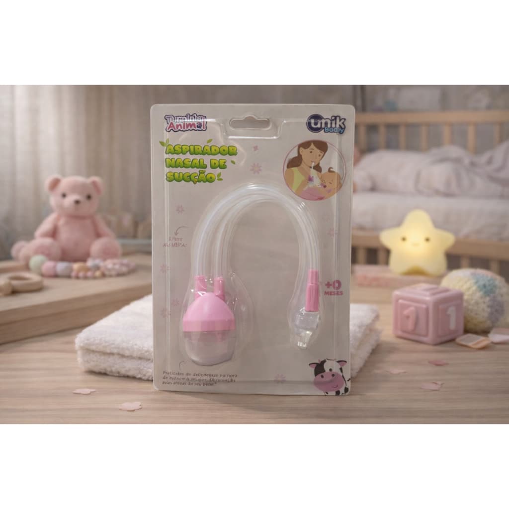 Aspirador Nasal Infantil Sucao Suave Higienizador Bebe Rosa Design Seguro Confortavel