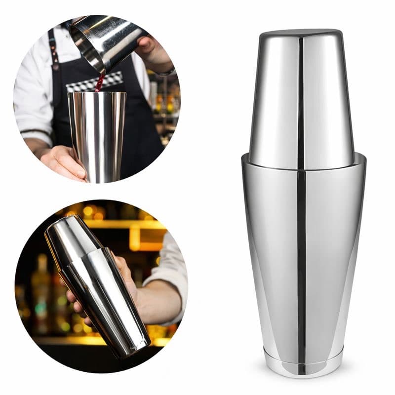 Coqueteleira Boston 820ml - Vedação Perfeita, Base Pesa, Aço Inox Profissional