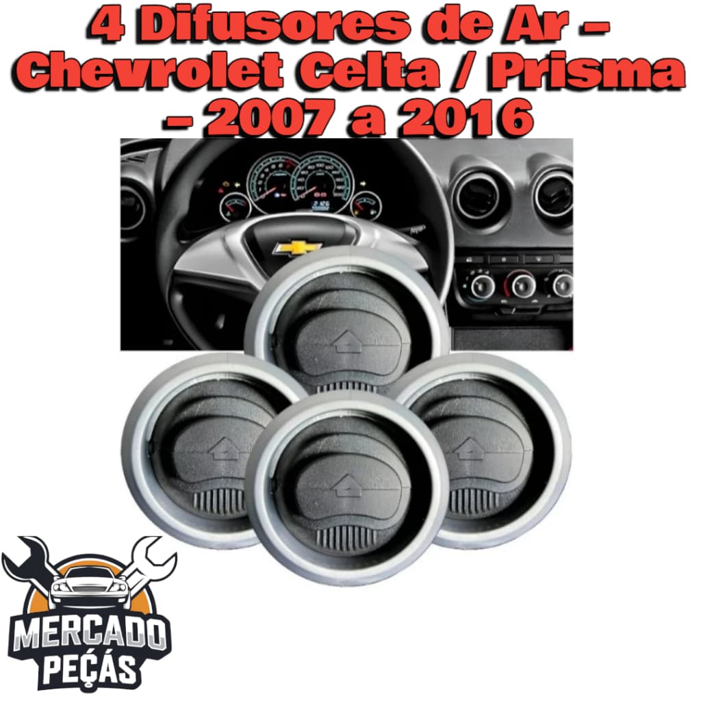 Chevrolet Celta Prisma 2007 a 2016 Difusores Ar Central e Lateral Encaixe Perfeito