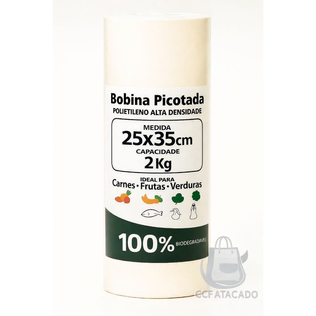 Saco Plástico Bobina Picotada 25x35 cm Organização Balcão Padaria Salgados Frutas Legumes