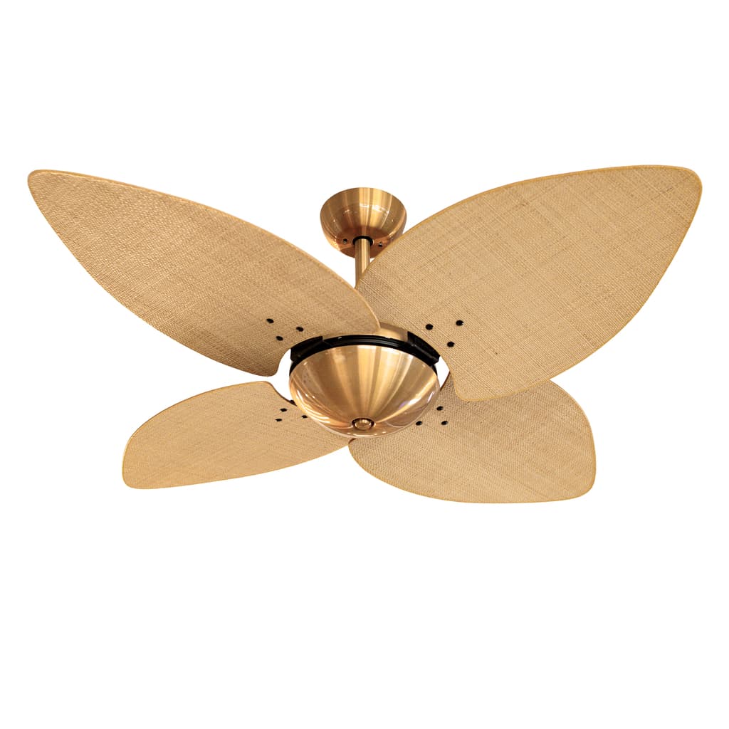 Ventilador De Teto Varanda Dourado 4 Pás De Palha Volare