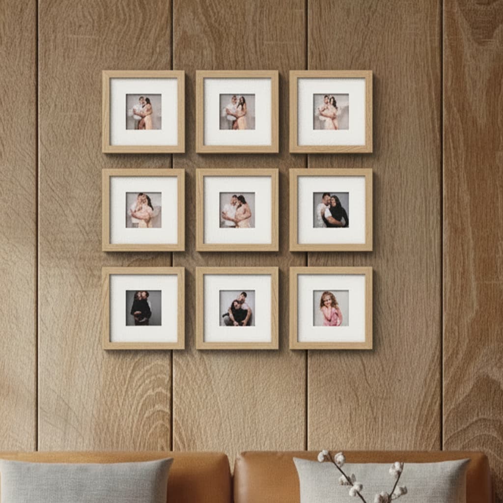 Kit 9 Quadros Fotos Decorativas Parede Sala Quarto Paspatur e Vidro Acrilico de Alta Qualidade.