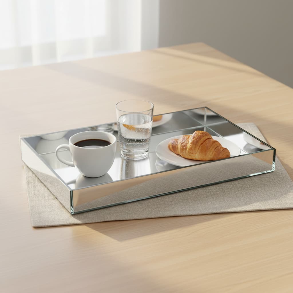 Bandeja Espelhada Decorativa Premium 28x38cm Sala Jantar Bar e Bebidas Elegante