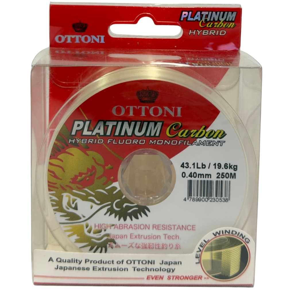Linha Pesca Ottoni Platinum 0,40mm 250m 19,6kg Fluoro carbon Monofilamento