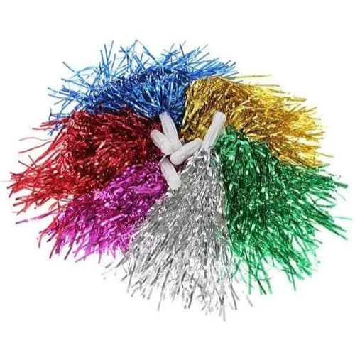 Kit c/2 Pom pom Metalizado - para líderes de torcida, festas e eventos