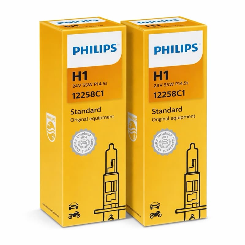 Kit Par Lâmpada H1 Philips 12V 55W Original Farol carro caminhonete