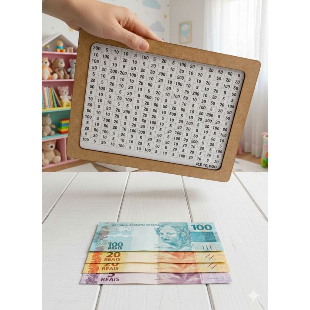 Cofre Marrom Woodbox 1000 5000 10000 Metodo Japones Para Economizar e Guardar Dinheiro envio imediato