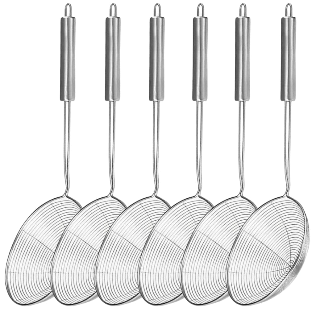 Kit Escumadeira Aramada Redonda Peneira Escumadeira Para Fritura Aço Inox Ø 11,5 Pastelaria