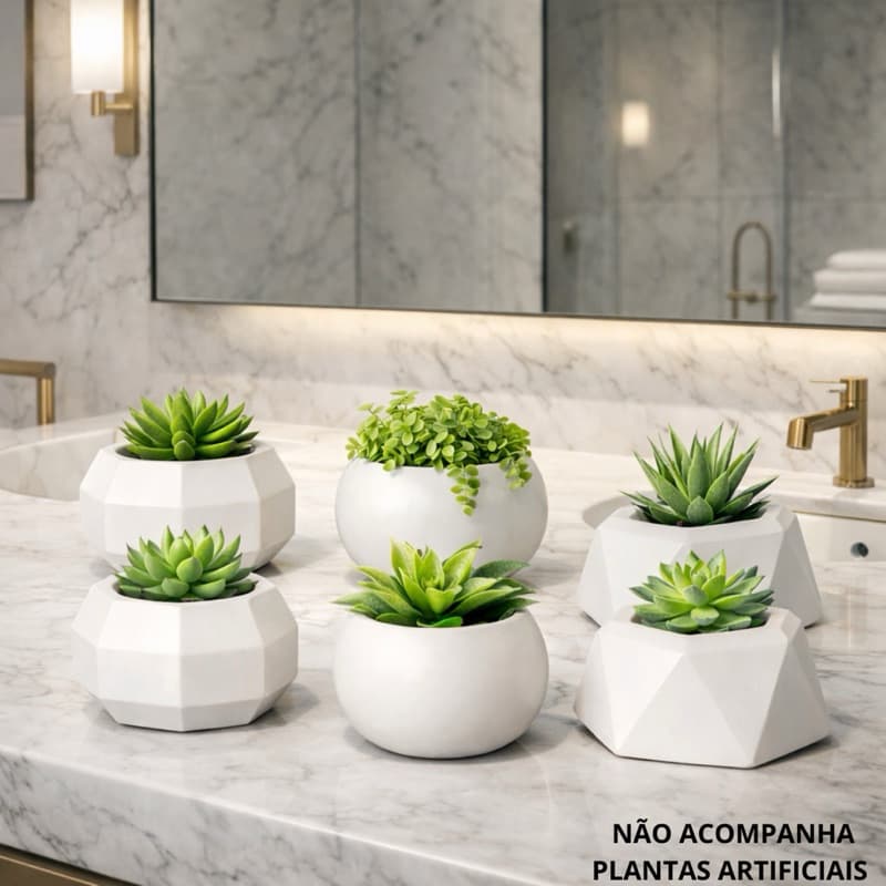Vasos decorativos para plantas artificiais - kit com 6 vasos para casa, sala, lavabo, escritório