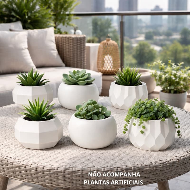 Conjunto decorativo com 6 vasos para planta artificial para decoração de ambientes