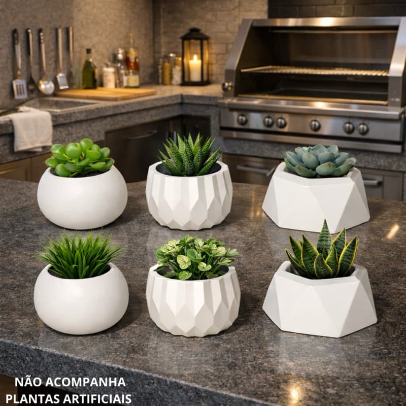 Kit 6 Vasos Decorativos para Plantas Artificiais para Quarto, Lavabo Suite - Decoração