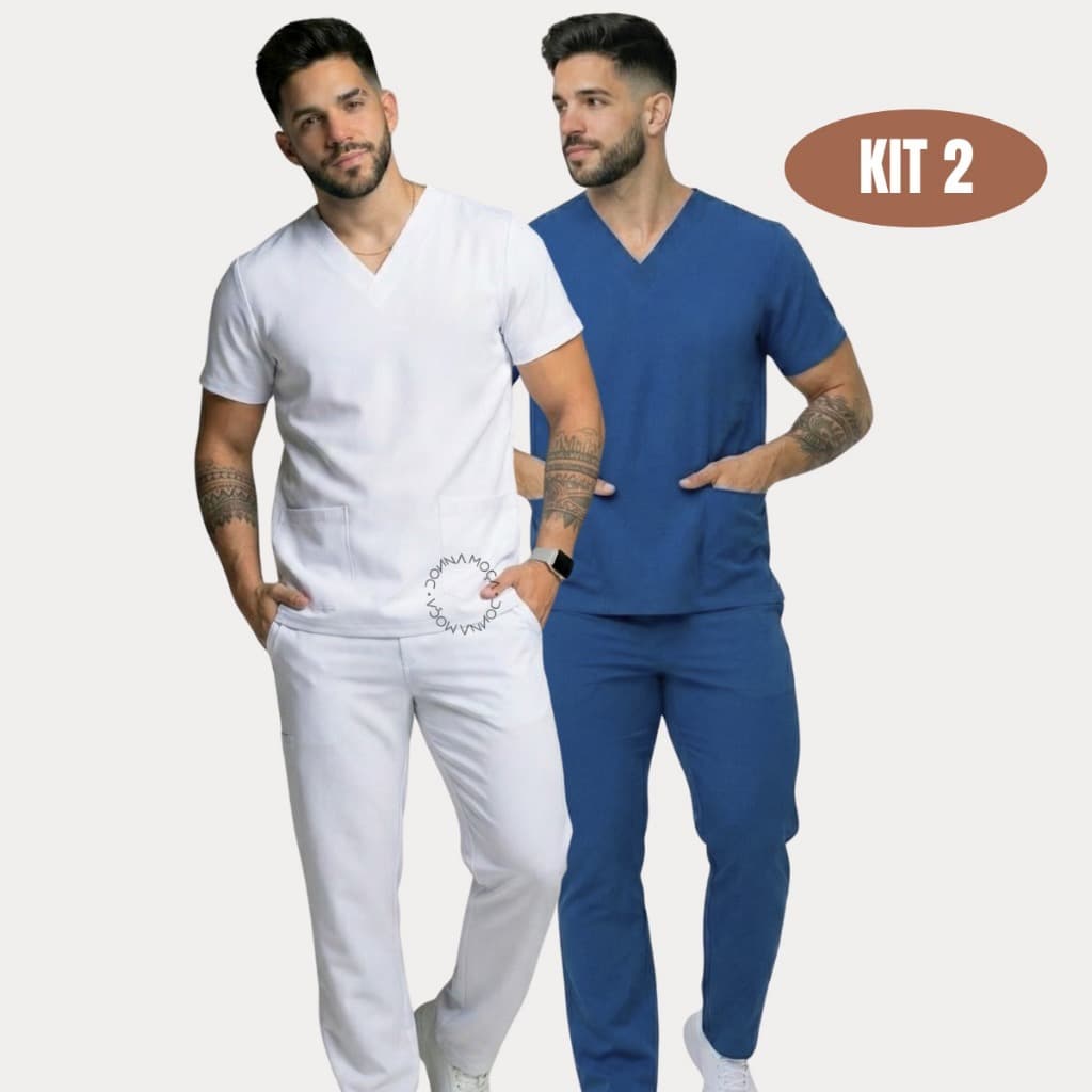 Kit 2 Scrub Masculino Pijama Cirúrgico Dentista Plus Size-ph