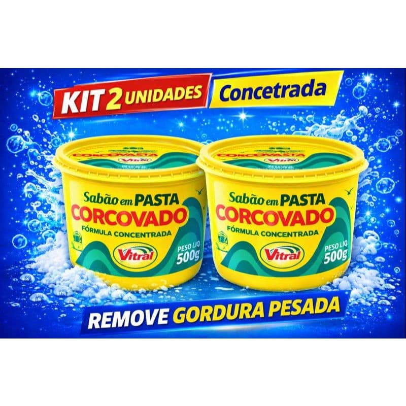 Kit Com 2 ou 1 Potes de Sabão em Pasta e Sabão Pastoso Corcovado 500g Concentrado-Compre Agora Aqui