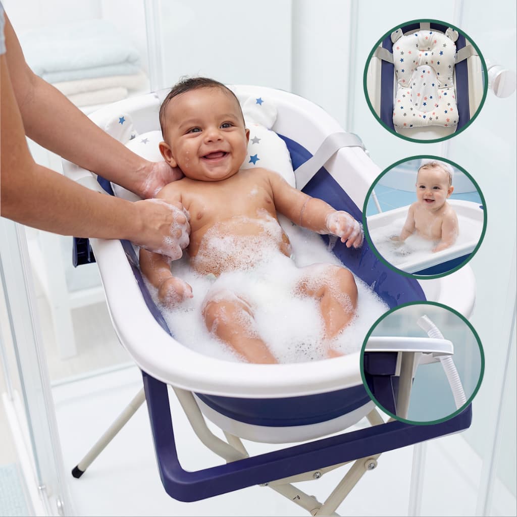 Banheira Para Bebês Dobrável Com Suporte 35l Até 16kg
