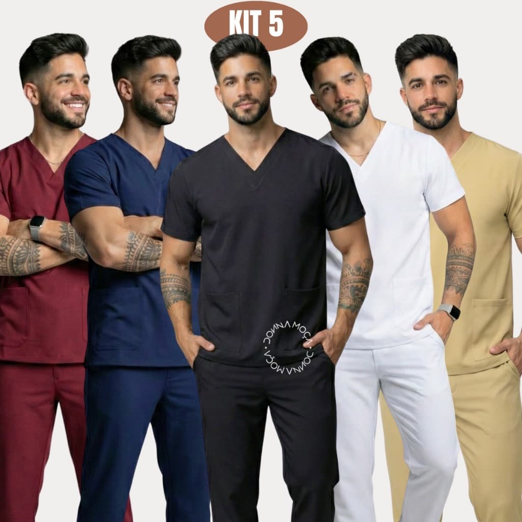 Kit 5 Pijama Hospitalar Enfermagem Médico Masculino-ph