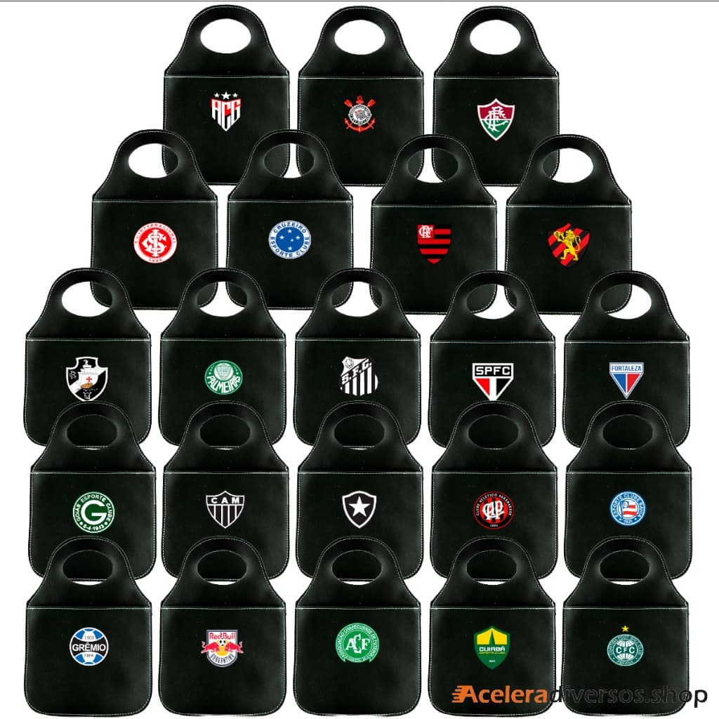Lata de Lixo Acessório Automotivo Porta Lixo Lixeira em Couro Reforçado Escudo de Time Futebol