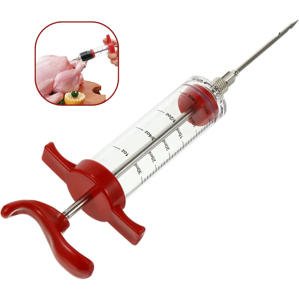 Seringa culinária Injetor de Tempero Injetora Inox 30 ML