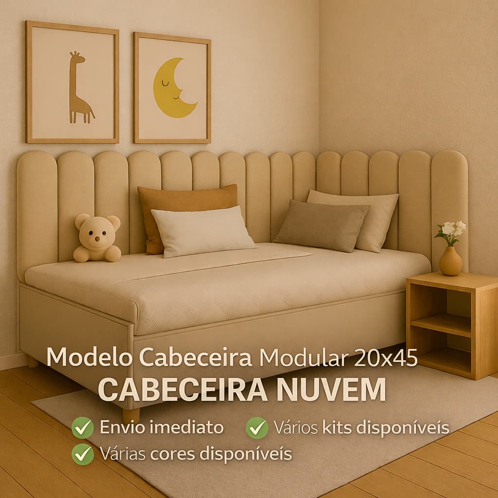 Kit Estofada Adesiva em Módulos Nuvem 45X20 para Cama de Solteiro Casal Queen King Box