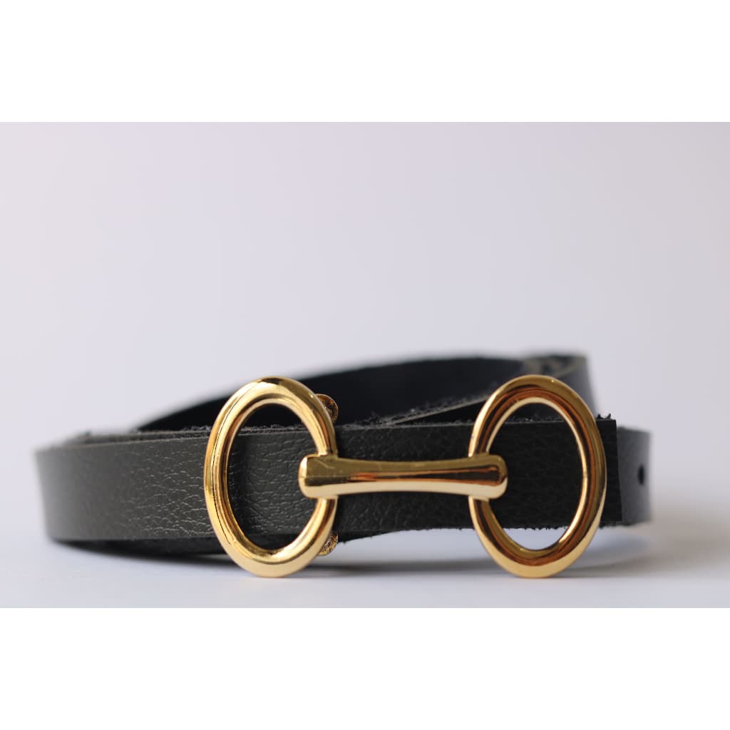 Cinto Fino Feminino Tendência Fivela Dupla Dourado Social Casual