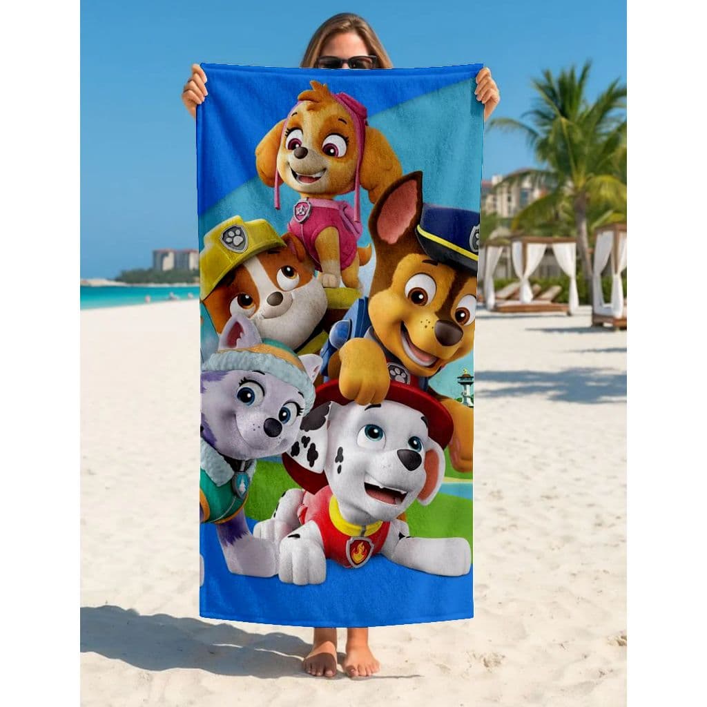 Toalha de Banho Praia Grande Temática PAtrulha Canina 1,40x70cm