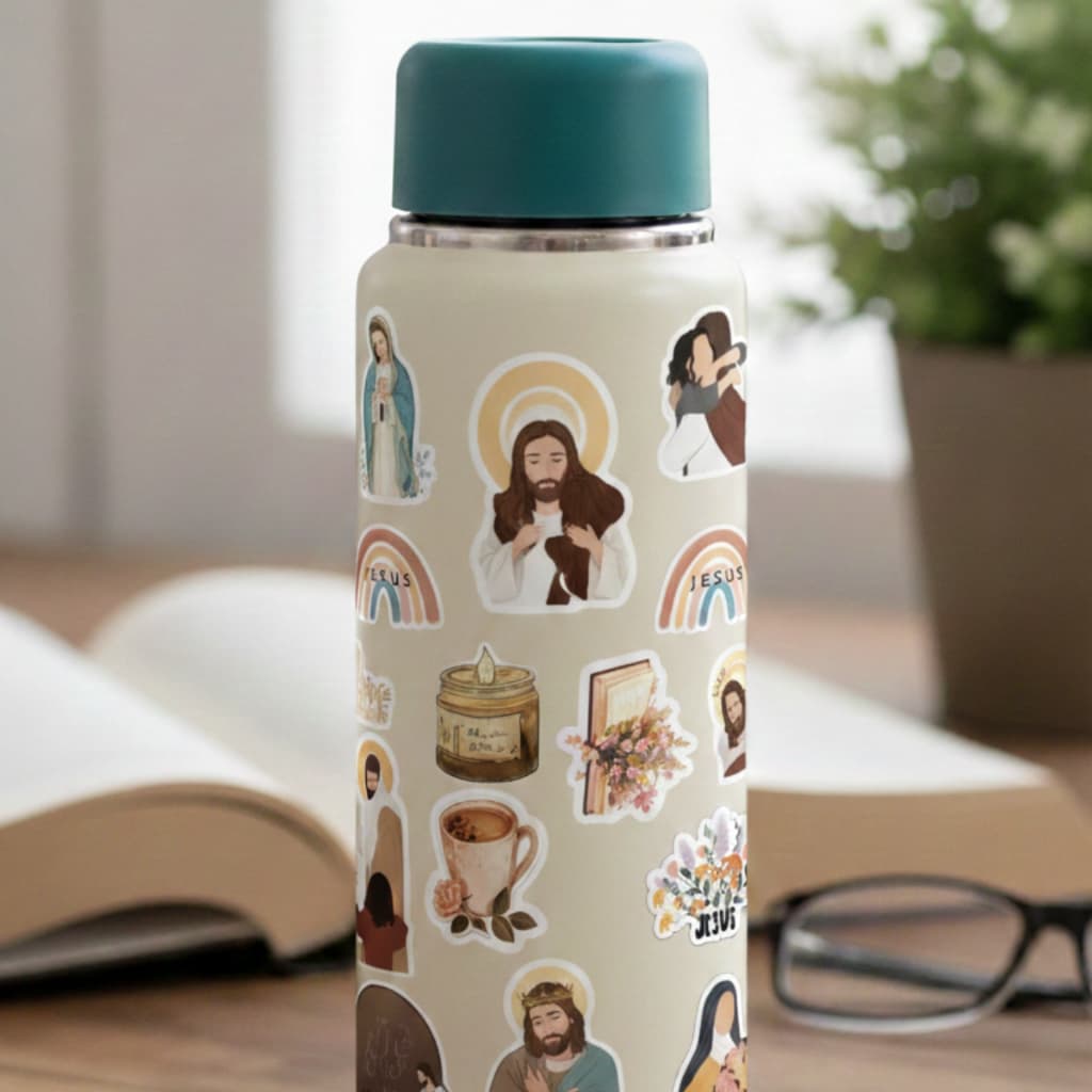 garrafa térmica de água Adesivos Jesus Cristo Estética Minimalista Para Tablet 20u