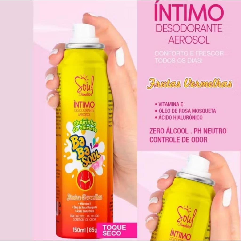 Desodorante íntimo Cheirinho Babasoul Tutti-fruti ou Frutas vermelhas 150g