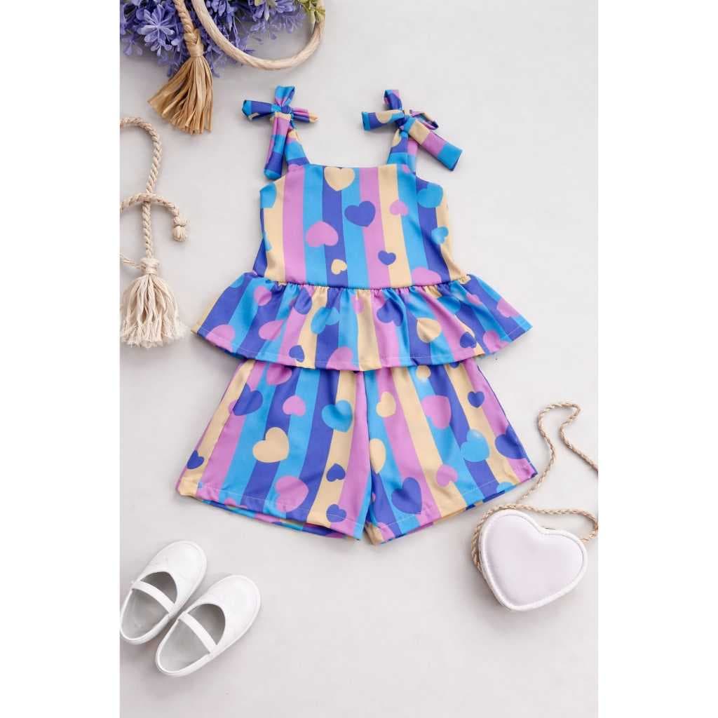 CONJUNTO INFANTIL MENINA LUXOSO SHORT+BLUSA COM BABADOS MODA 2026