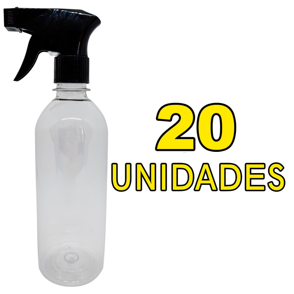 Garrafinha Pet 500ml Com Válvula para Borrifador Pulverizador - 20 Unidades