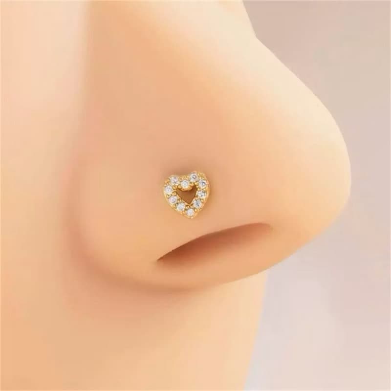 Mini-Anel Simples De Pregos De Nariz Em L Forma De Coração De Amor-Jóias De Perfuração