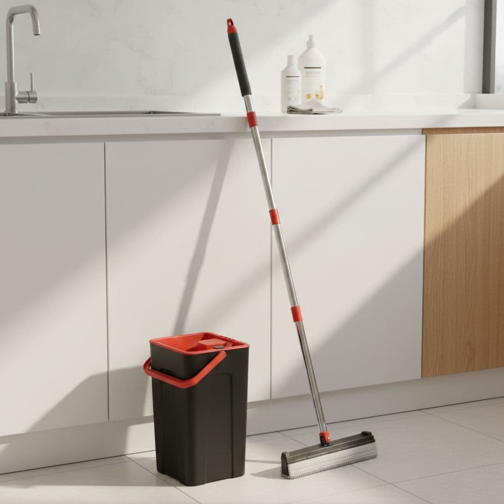 Mop Esponja PVA com Balde e Cabo em Aço Inox - 125 cm limpeza