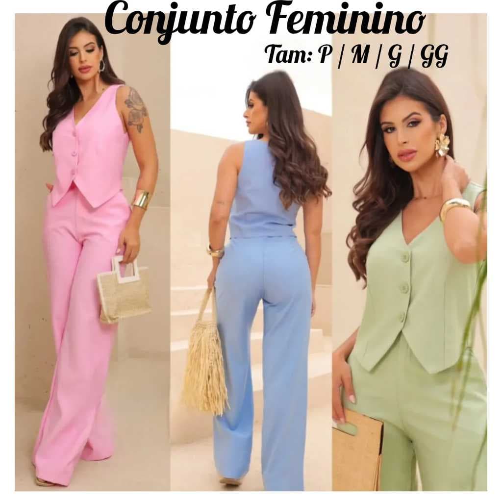 Conjunto Alfaiataria Feminino Conjunto Estiloso Colete e Calça