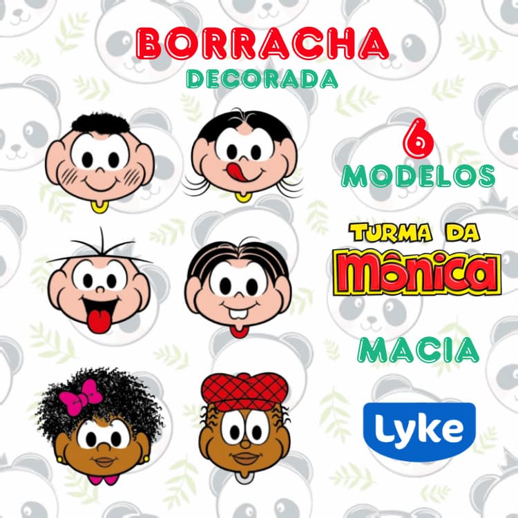 Borracha Decorada Turma da Mônica Unidade 6 modelos | Lyke