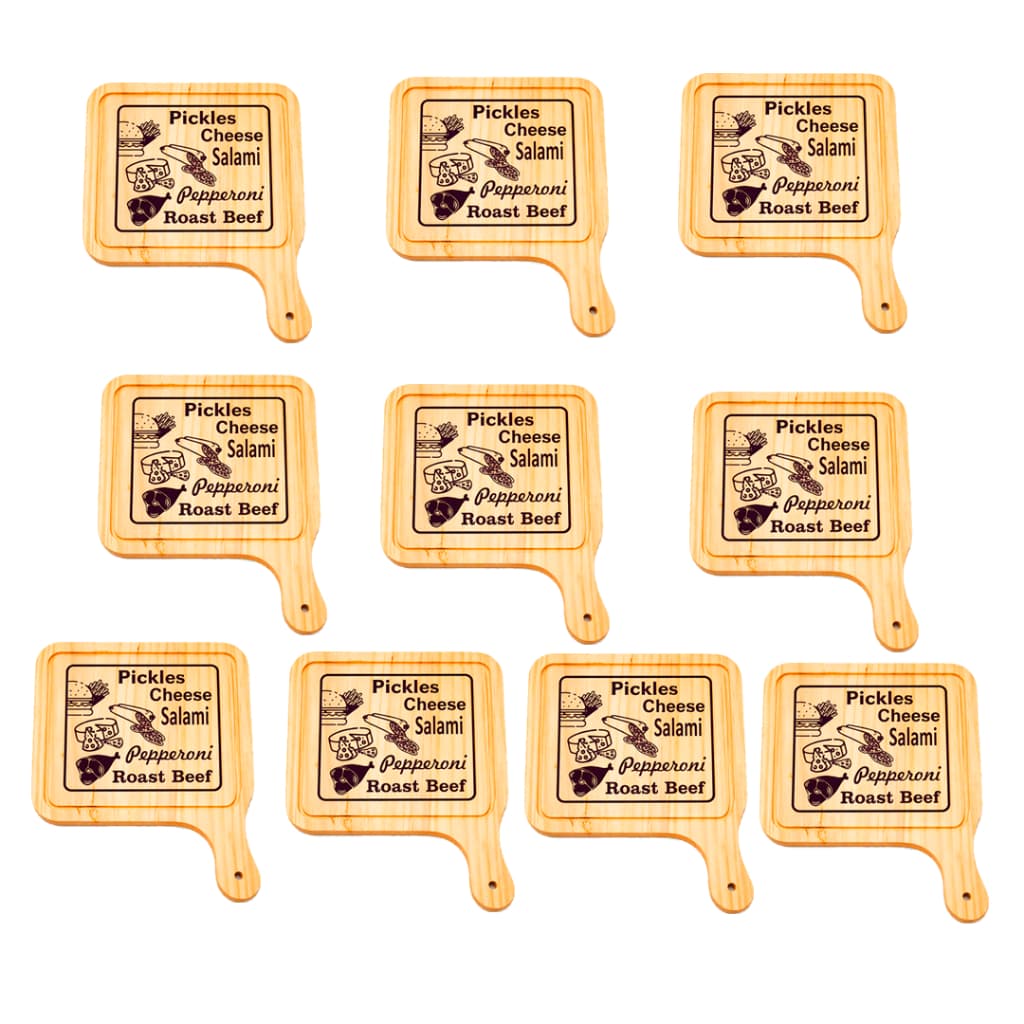 KIT 10 Tábuas Madeira Natural para Petiscos, Frios, Queijos, Carnes, Hamburguer, Cozinha, Bares