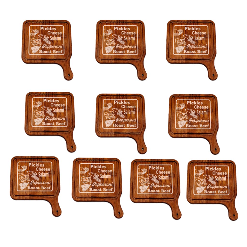 OFERTA 9.9 KIT 10 Tábuas de Madeira Rústica para Petiscos, Frios, Carnes, Hamburguer, Cozinha