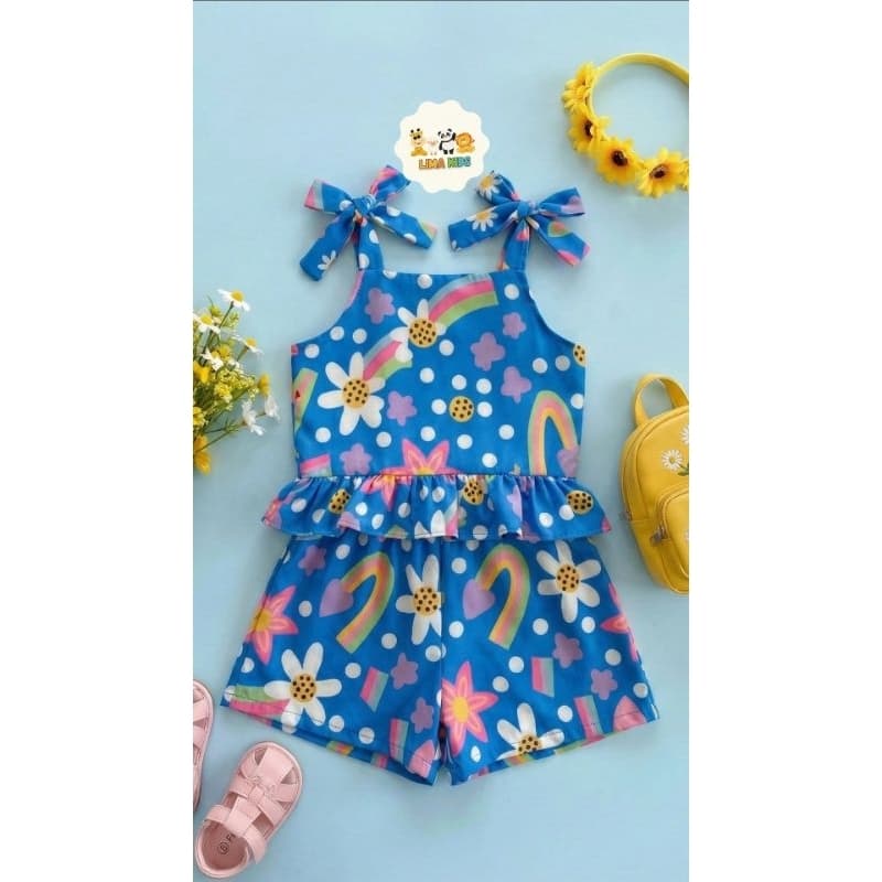 conjunto infantil menina estampa colorida short e blusa -  Verão  2 ao 10 Jardim da Alegria Moda Blogueirinha
