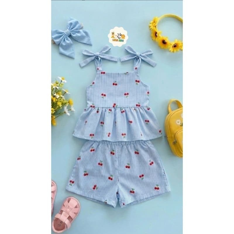 conjunto infantil menina estampa colorida short e blusa -  Verão Cherry Disponível 2 ao 10