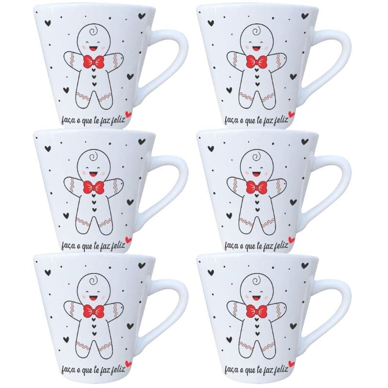 Jogo 6 Xícaras Porcelana branca 120ml Café expresso Chá