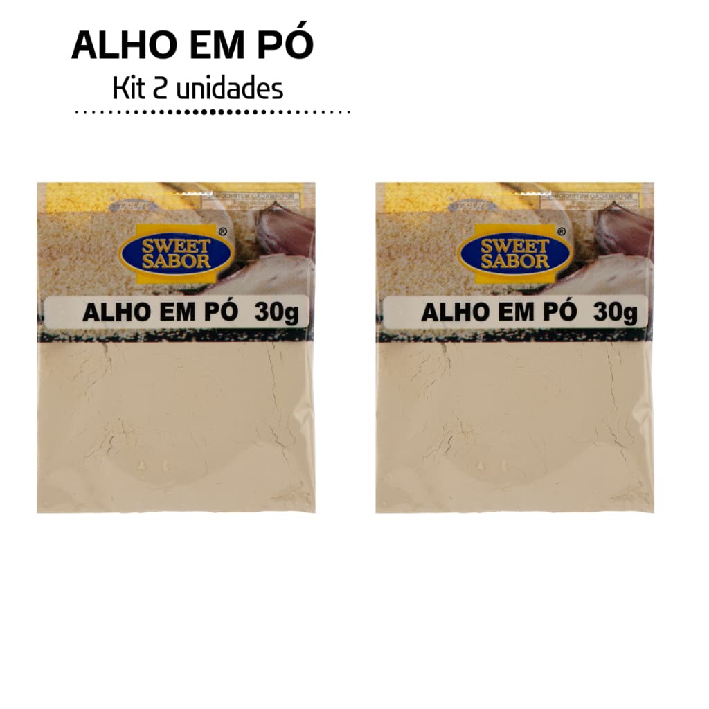 Kit 2 Alho em Pó 30g Tempero Uso Diário Sache Prático Realça Sabor