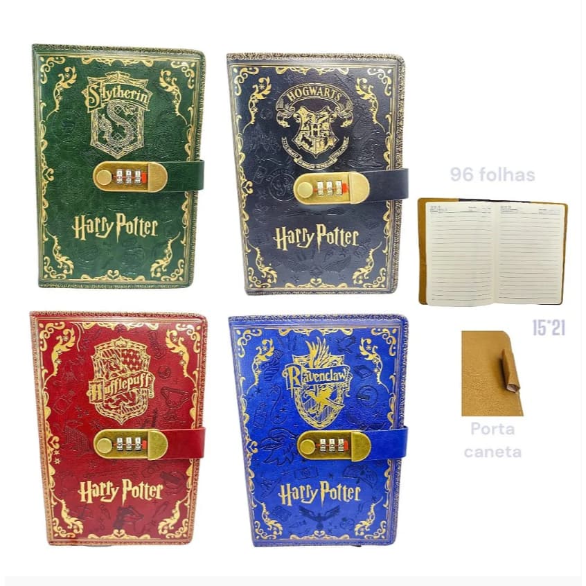 DIÁRIO CAPA CORINO COM CADEADO DO HARRY POTTER - CADERNO LINDO HARRY POTTER