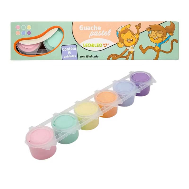 Guache Pastel Caixa C/6 Cores 15Ml Por Pote - Leo&Leo